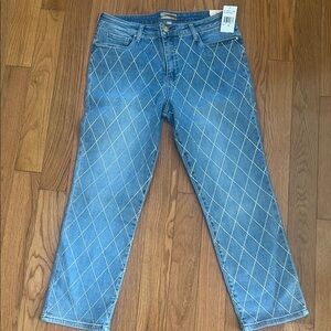 Kut from the Kloth  Jeans with Sequin Silver Diamond Pattern